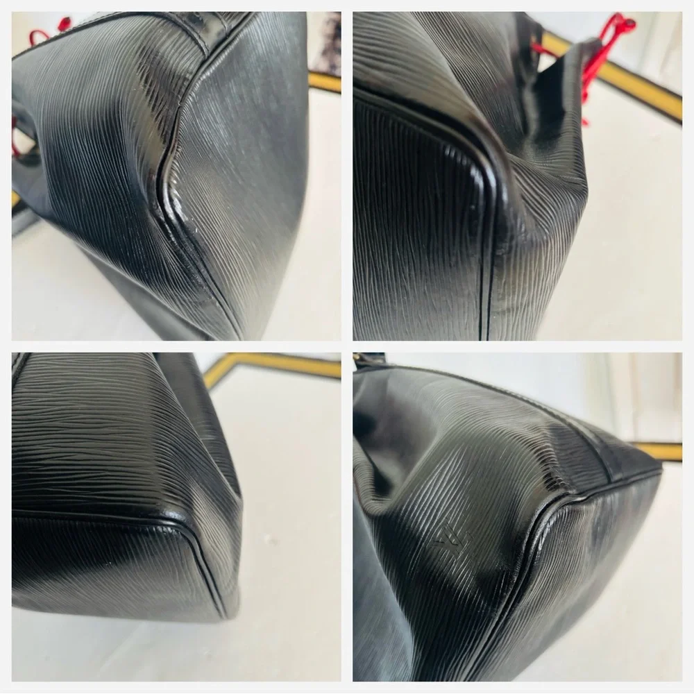 Authentic Louis Vuitton Black epi leather Noe bucket bag